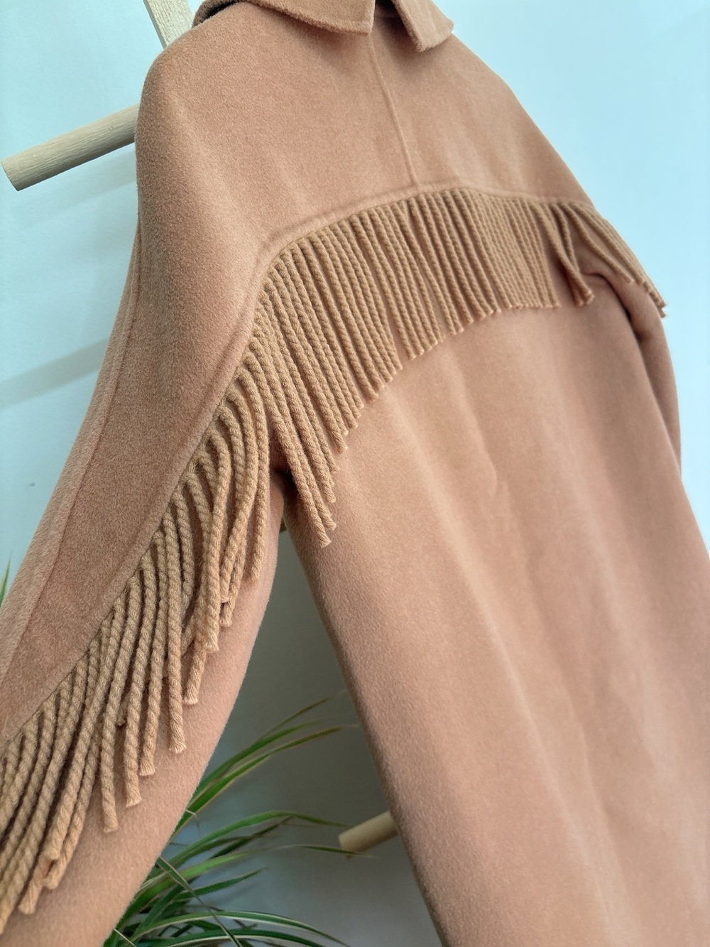 Fringed Camel Wool Coat